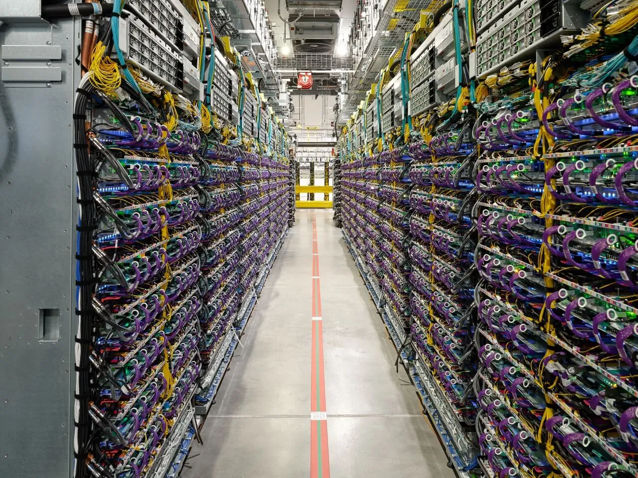 High-density network cabling in the Google Fort Wayne data hall